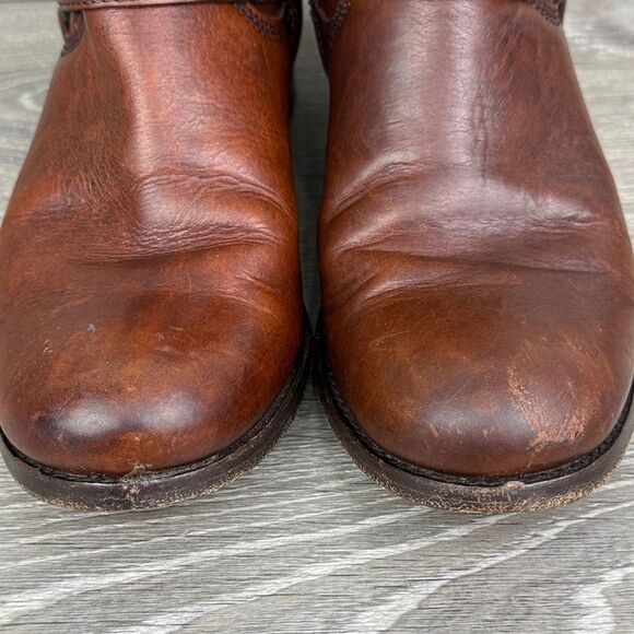 Frye Veronica Harness Short Women’s Sz 5.5B Cognac Zip Pull On Leather Boots - Picture 13 of 14